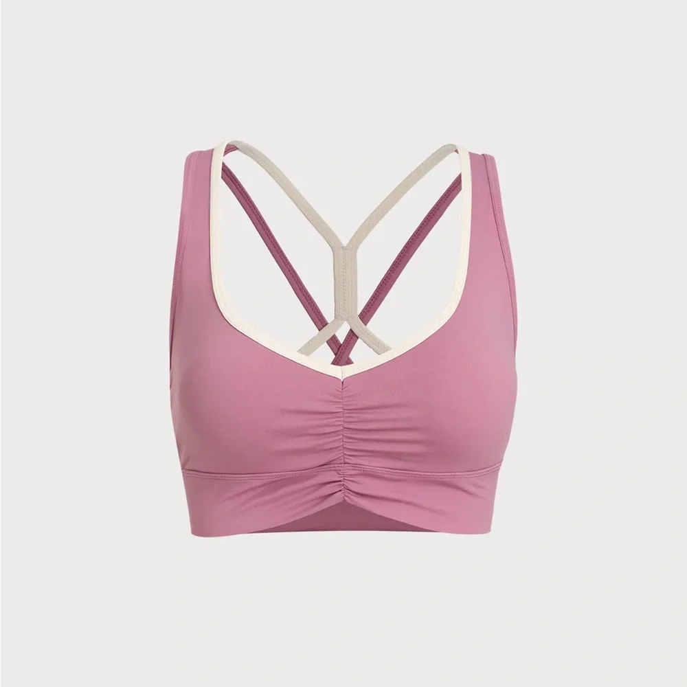 Berlook Activewear Pink V Neck X Cross Sports Bra
